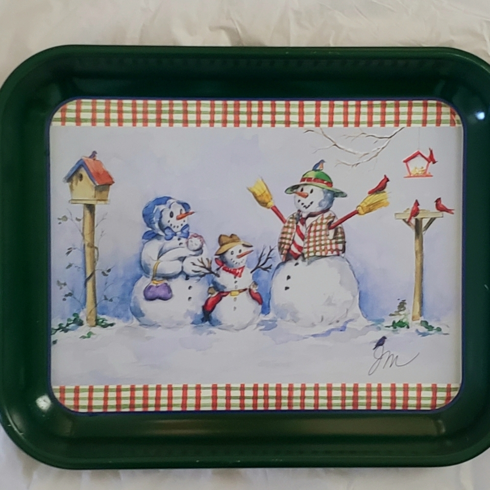 Jeanne Mack Holiday Limited Snow Family Tray